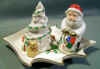 Lenox Santa And Christmas Tree Salt & Pepper Figurines With Tray