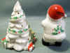 Lenox Santa And Christmas Tree Salt & Pepper Figurines With Tray
